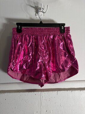 Pesion Hot Pink Metallic Shorts